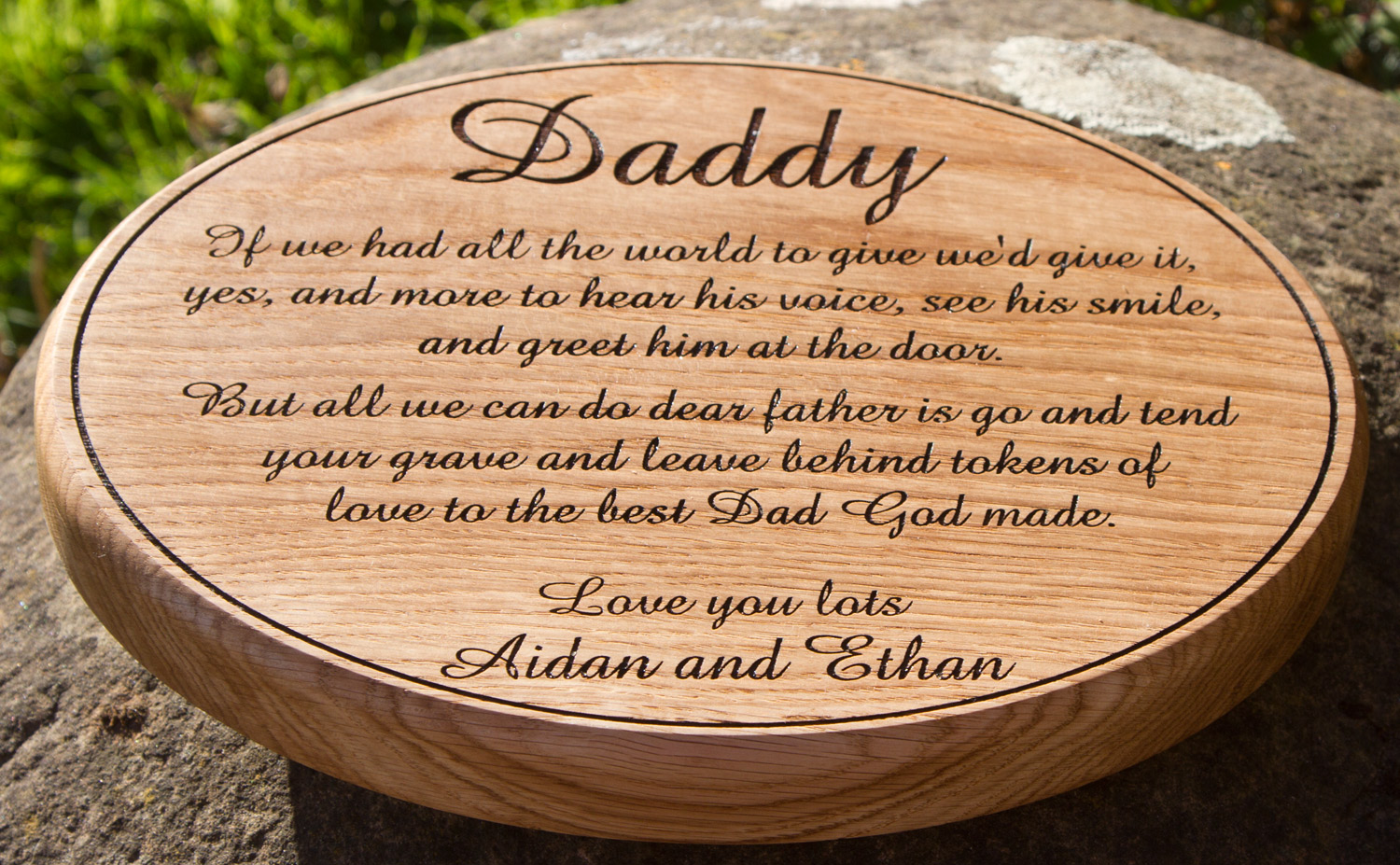 Oval Oak Memorial Plaque