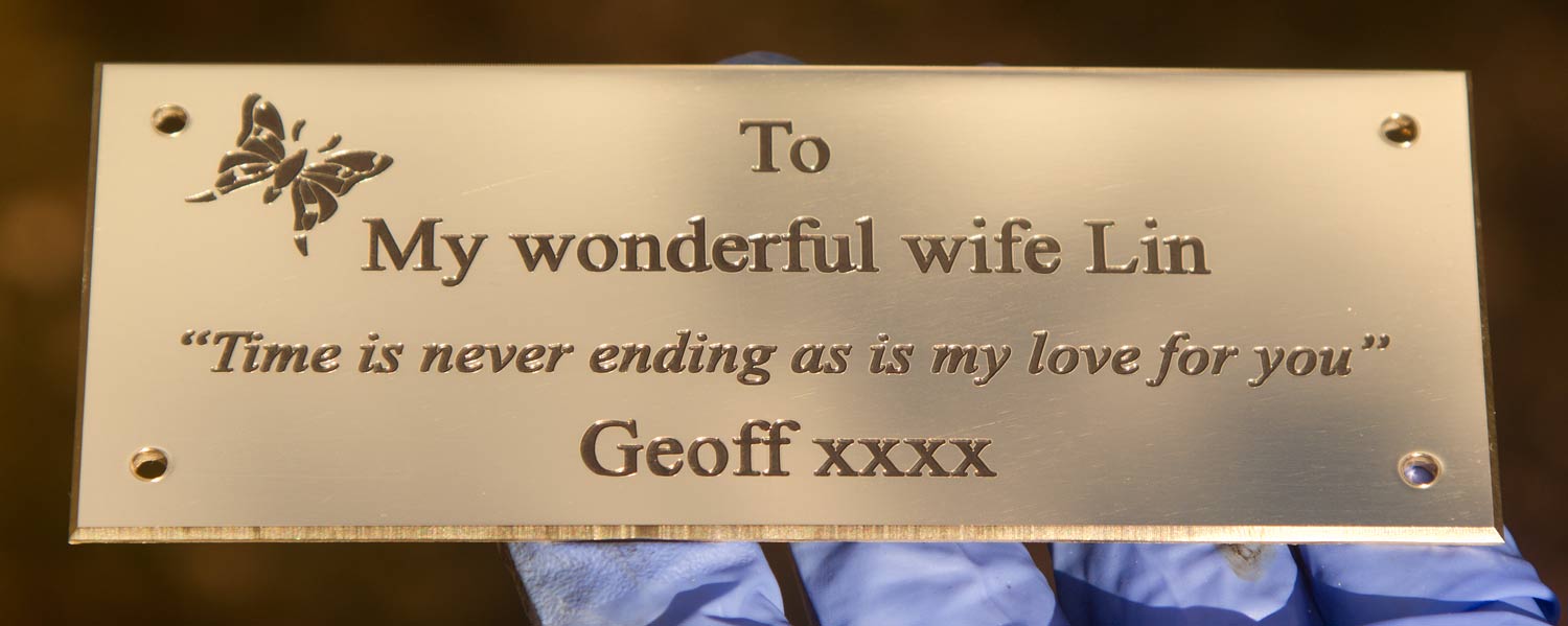 Engraved brass plaque
