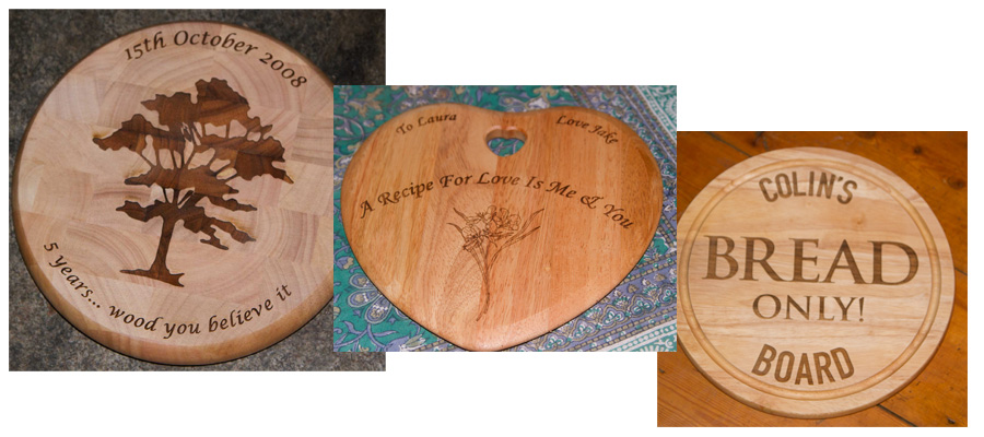 Images of personalised chopping boards.
