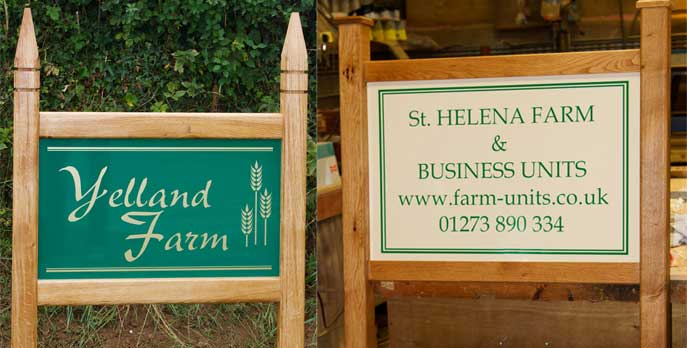 Framed entrance signs