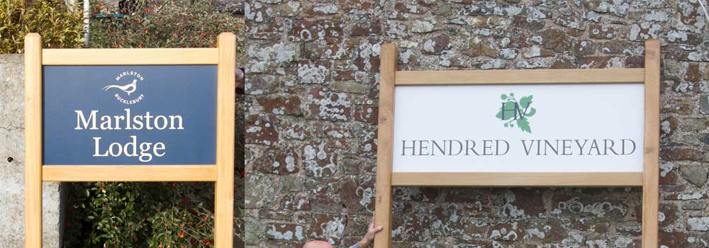 Framed entrance signs for business