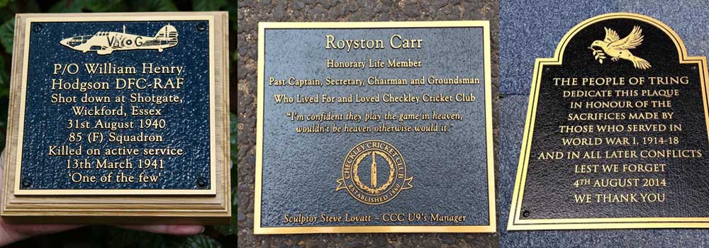 Outstanding cast bronze, traditional memorials by The Sign Maker, Devon.