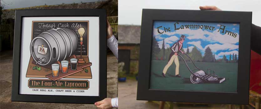 Black painted framed hanging signs from The Sign Maker