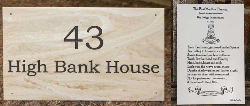 Corian plaques and house signs by The Sign Maker, North Devon