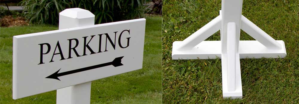 Close ups of portable painted wooden signs by The Sign Maker