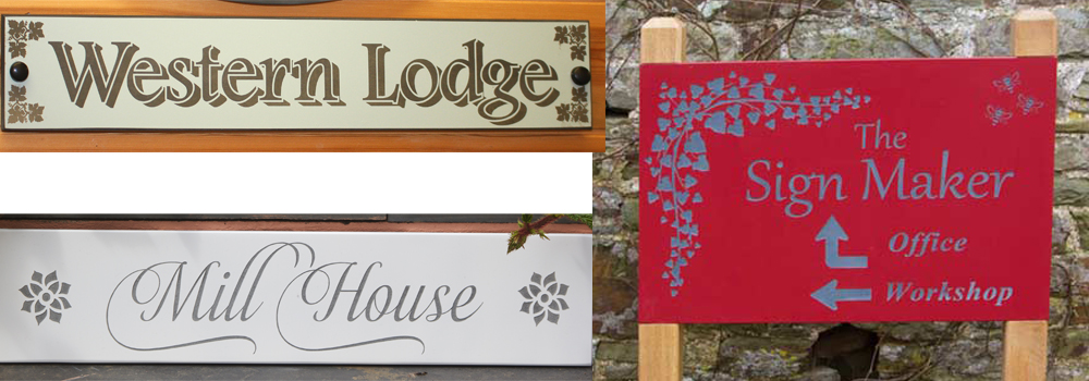Painted S;ate signs manufactured by The Sign Maker in their rural workshops, North Devon.