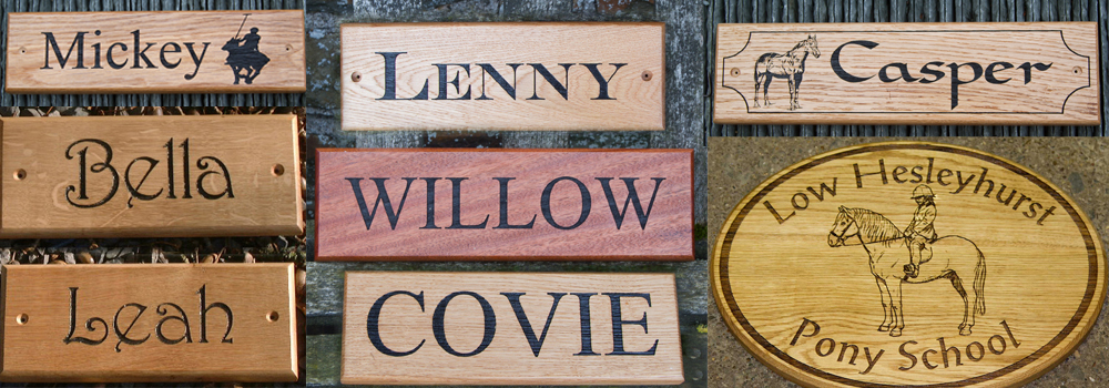 Stunning wooden stable nameplates crafted by The Sign Maker.
