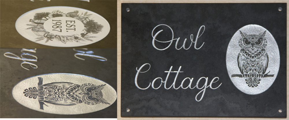 Slate sign made using our laser etch technique here at The Sign Maker in North Devon.
