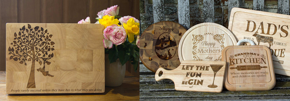 High quality, chopping boards with personalised messages.