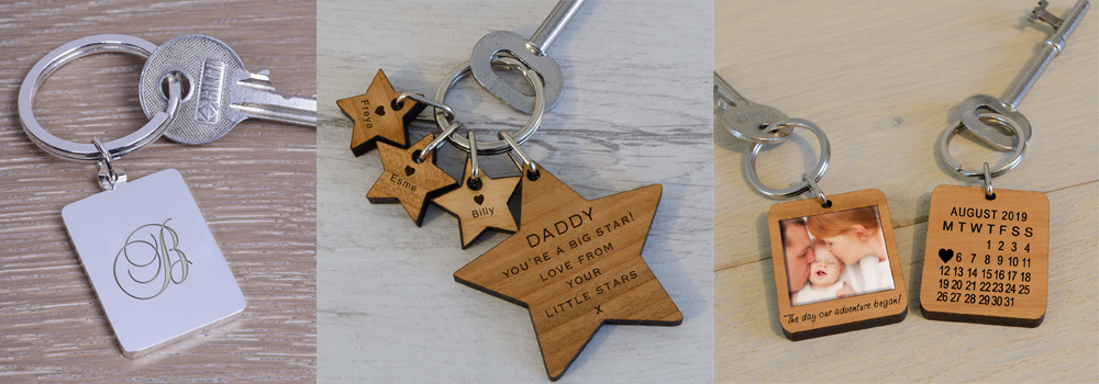 Personalised key rings made by The Sign Maker for valentines.