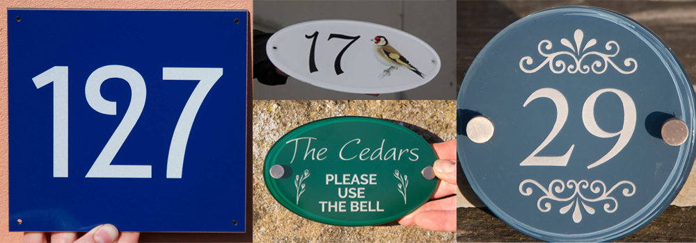 Interesting vinyl house number signs crafted and designed at The Sign Maker. 