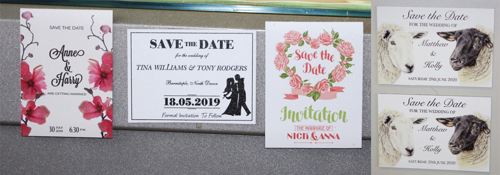 Beautiful and unique, these save the date fridge magnets at a great concept. 
