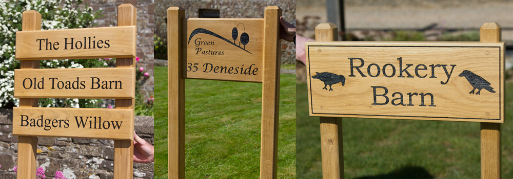 Beautiful, high-quality oak entrance signs crafted by our carpenters at The Sign Maker.