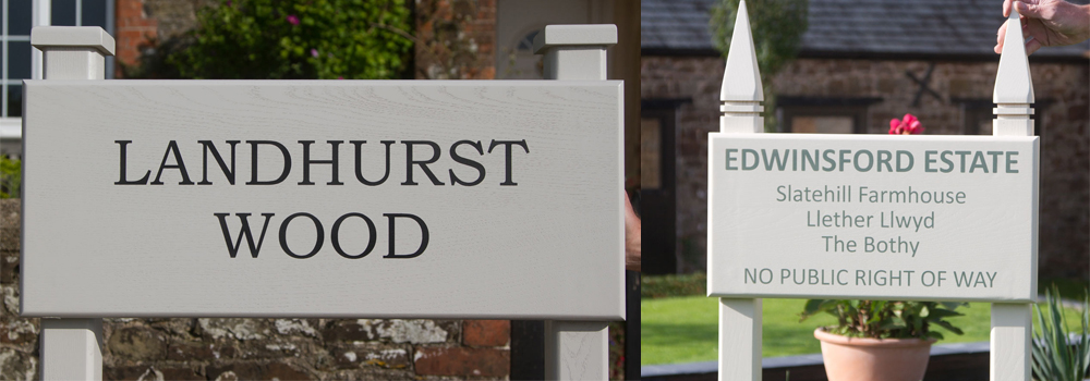 Oak is another great timber for painted entrance signs as the grain shows through the wood. 