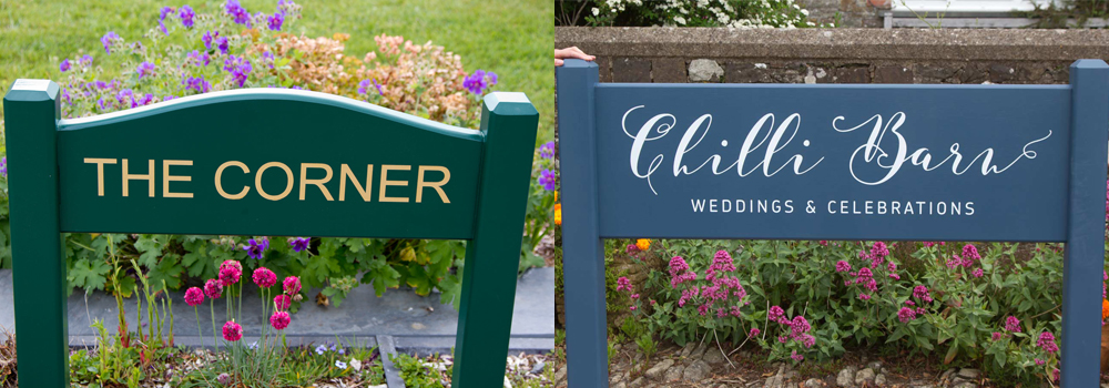 Sapele painted entrance signs make for a beautiful house or business sign. 