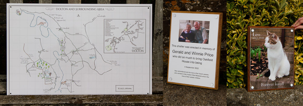 Tough Print Hand Drawn Map and Memorials. Made In Devon by The Sign Maker