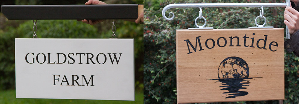 Wooden Hanging House Signs | Bespoke Handcrafted Signs and Memorials from The Sign Maker Devon