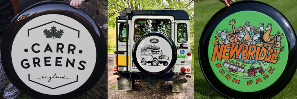 Advertise while on the go with our bespoke wheel covers crafted at The Sign Maker.